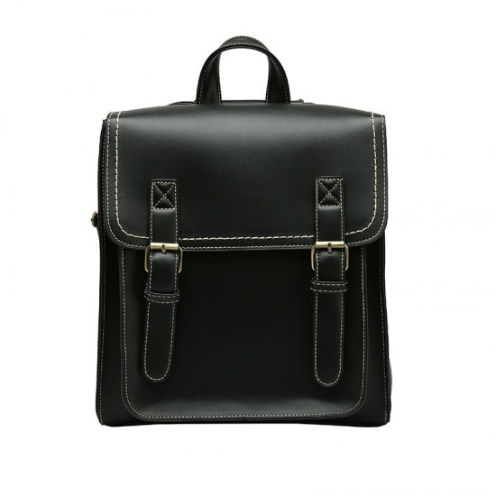Black Leather Buckle Backpack Black Leather Buckle Backpack